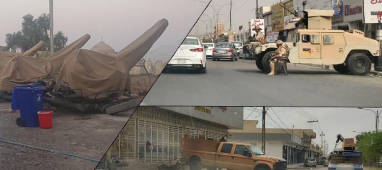 Iraqi army vehicles deployed downtown of Kirkuk
