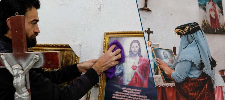 Ezidi (Yazidi) Family Tidies Alqosh (Alqush) Abandoned Church up for Two Decades