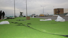 Artificial grass again installed on sidewalks of Kirkuk