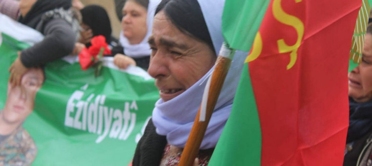 People of Sinjar demonstrate against Turkish airstrikes