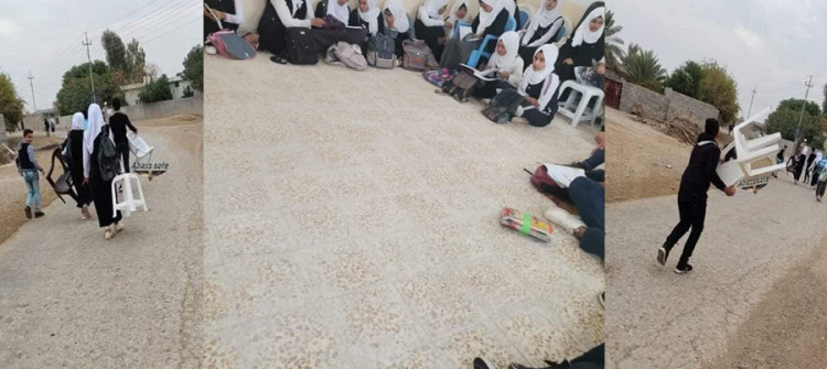 Pupils of Khanaqin School: take chairs to school or sit on floor